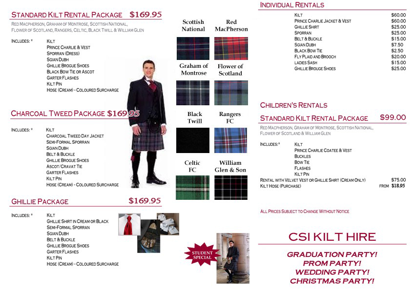 Kilt Rental Packages William Glen & Son