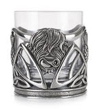 Highland Coo Pewter Glass Pair