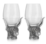 Highland Coo Pewter Glass Pair
